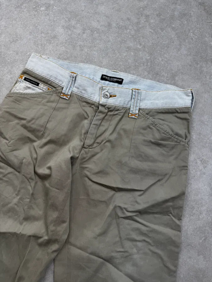 2000s Dolce & Gabbana Beige Denim Waist Chino Pants AVFOzSg 5