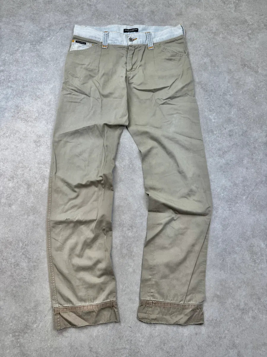 2000s Dolce & Gabbana Beige Denim Waist Chino Pants AVFOzSg 0
