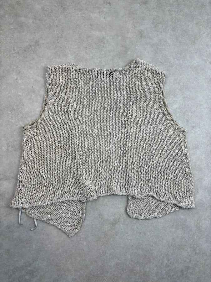 1990s Dolce & Gabbana Beige Fishnet Vest FNPIQgU 5