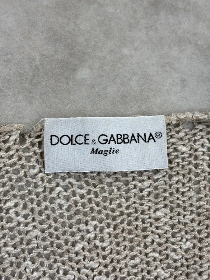 1990s Dolce & Gabbana Beige Fishnet Vest FNPIQgU 10