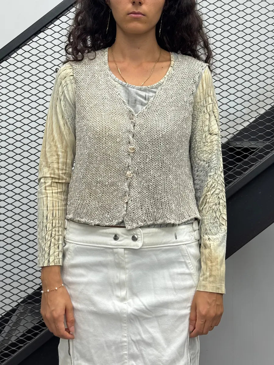 1990s Dolce & Gabbana Beige Fishnet Vest FNPIQgU 0