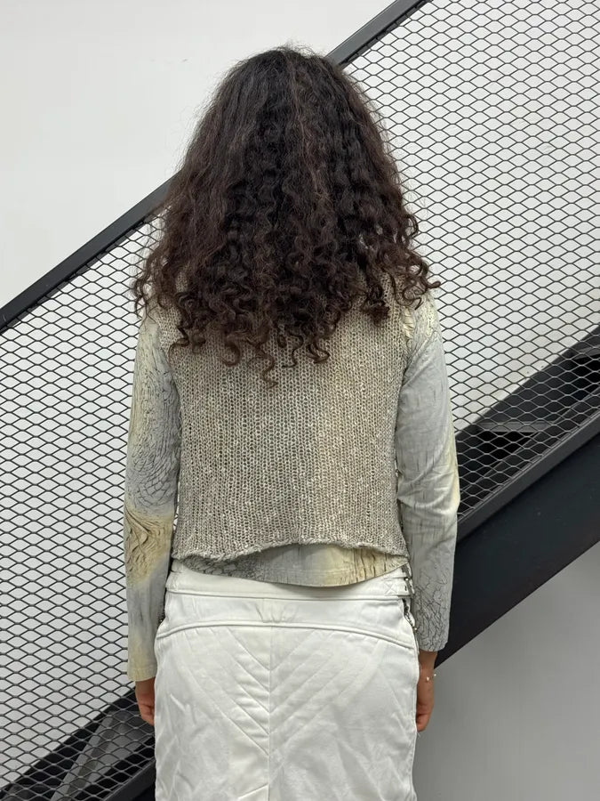 1990s Dolce & Gabbana Beige Fishnet Vest FNPIQgU 1