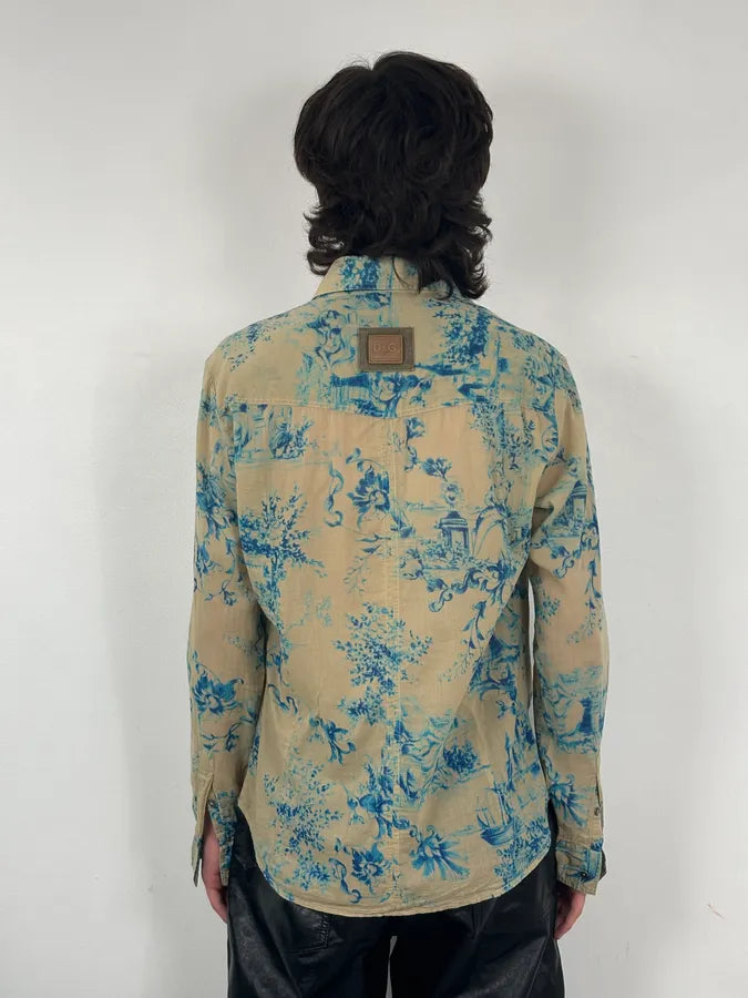 SS2004 Dolce & Gabbana Beige & Blue Floral Shirt XJKKhsV 2