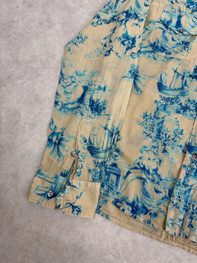 SS2004 Dolce & Gabbana Beige & Blue Floral Shirt XJKKhsV 7