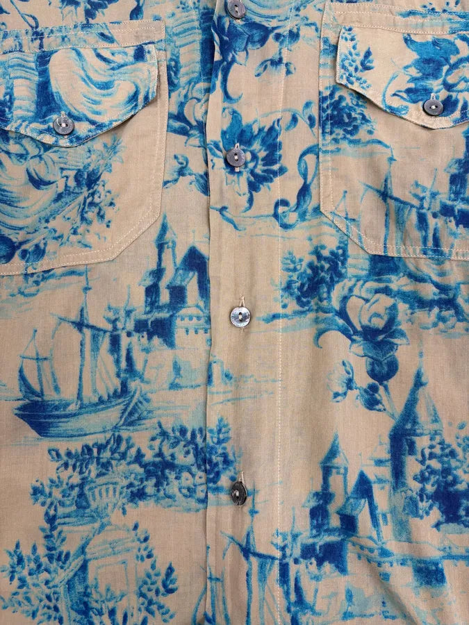 SS2004 Dolce & Gabbana Beige & Blue Floral Shirt XJKKhsV 10