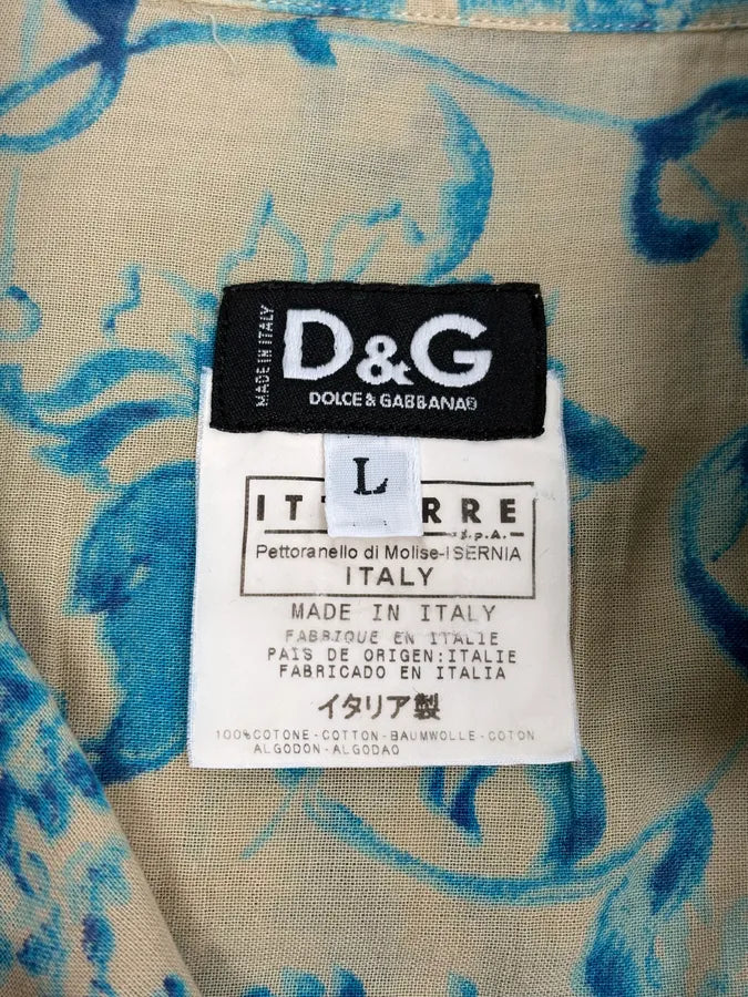 SS2004 Dolce & Gabbana Beige & Blue Floral Shirt XJKKhsV 12
