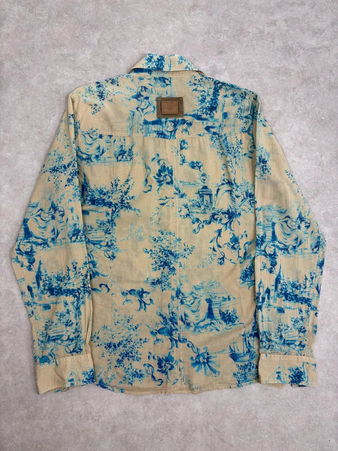 SS2004 Dolce & Gabbana Beige & Blue Floral Shirt XJKKhsV 5