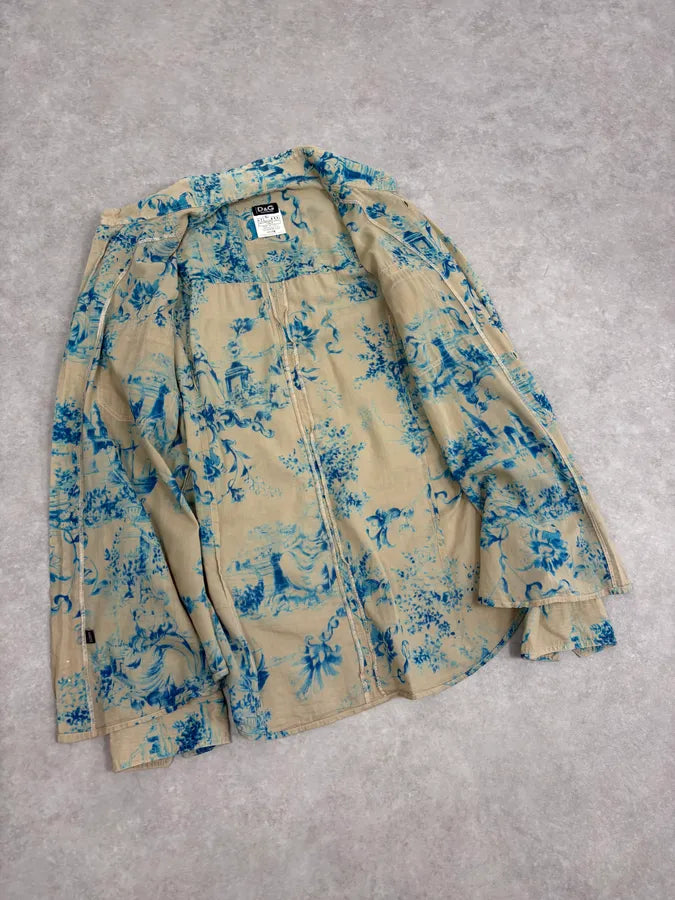 SS2004 Dolce & Gabbana Beige & Blue Floral Shirt XJKKhsV 6