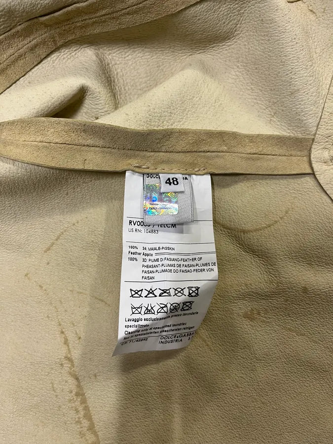 2000s Dolce & Gabbana Beige Fringe Cowboy Leather Vest (S/M) KOhHmJz 9