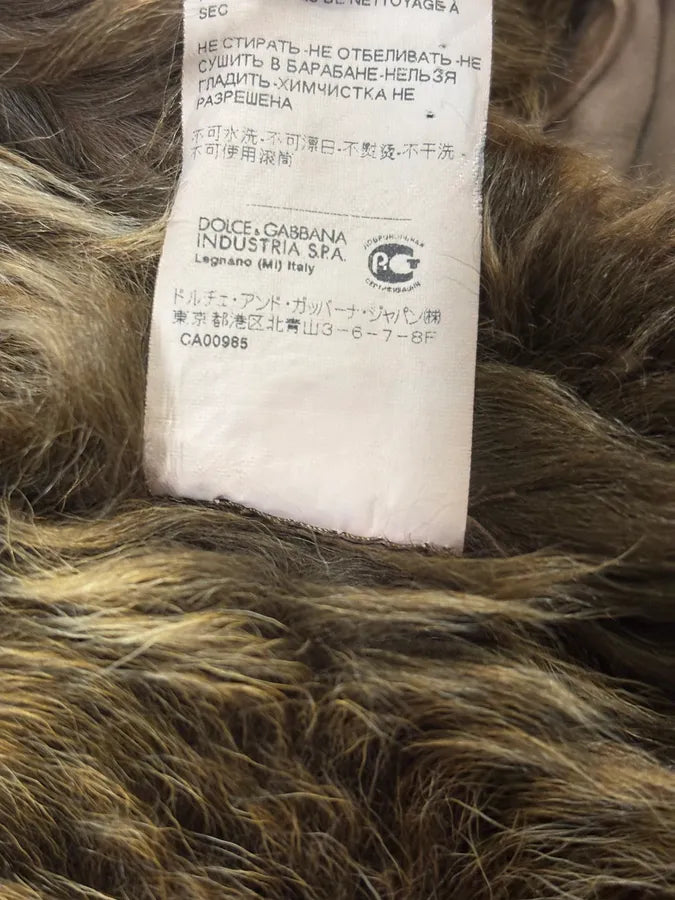 2000s Dolce & Gabbana Beige Asymmetrical Fur Collar Suede Leather Jacket DrsDSYI 11