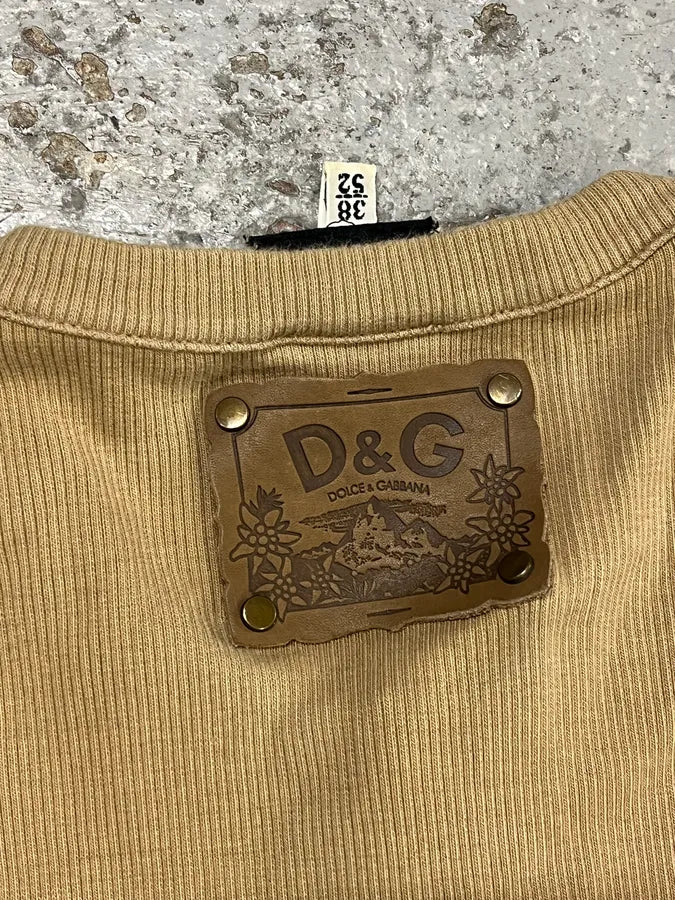 2000s Dolce & Gabbana Beige Henley Longsleeves WahFmkO 5