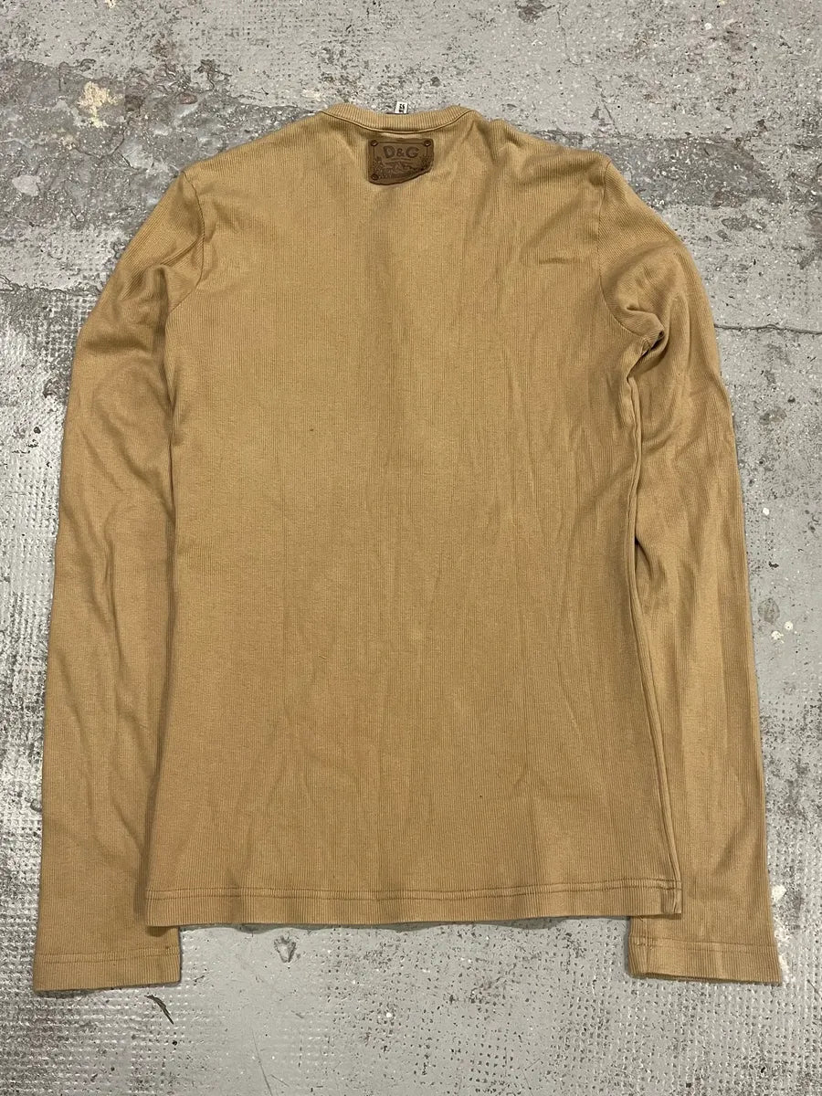 2000s Dolce & Gabbana Beige Henley Longsleeves WahFmkO 2