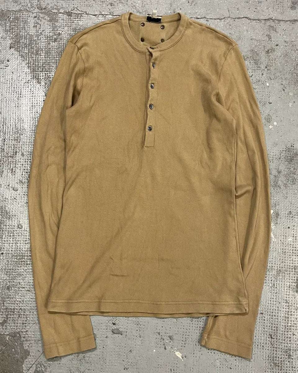 2000s Dolce & Gabbana Beige Henley Longsleeves WahFmkO 0