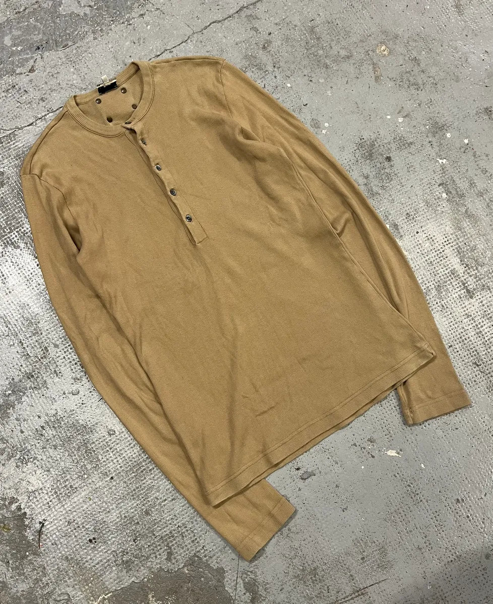 2000s Dolce & Gabbana Beige Henley Longsleeves WahFmkO 3