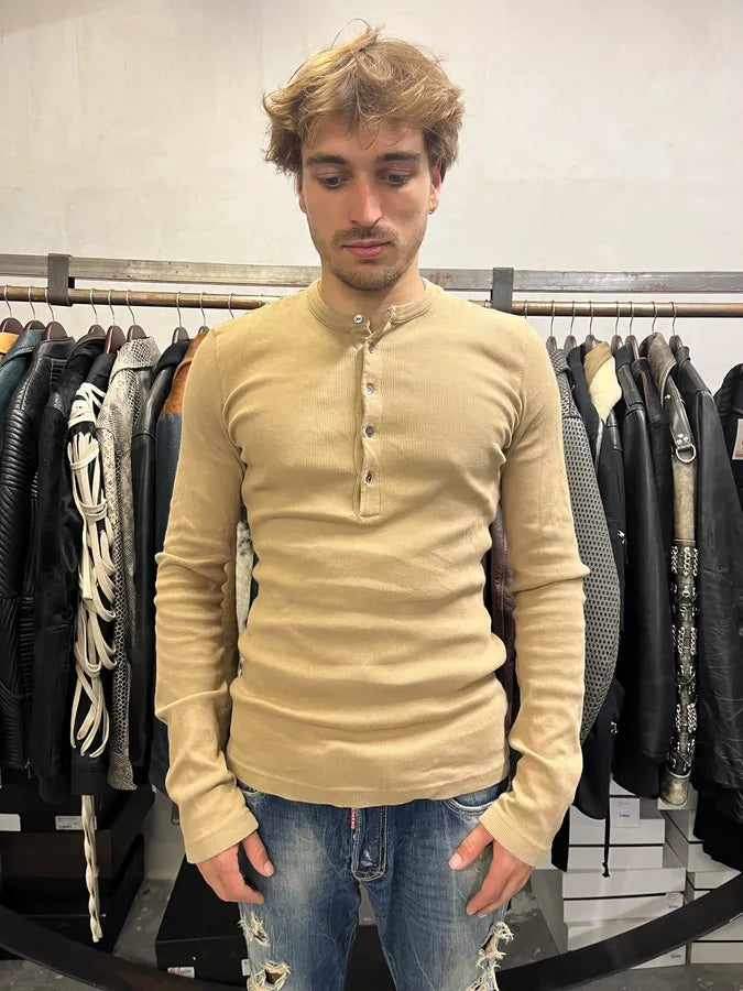 2000s Dolce & Gabbana Beige Henley Longsleeves WahFmkO 1