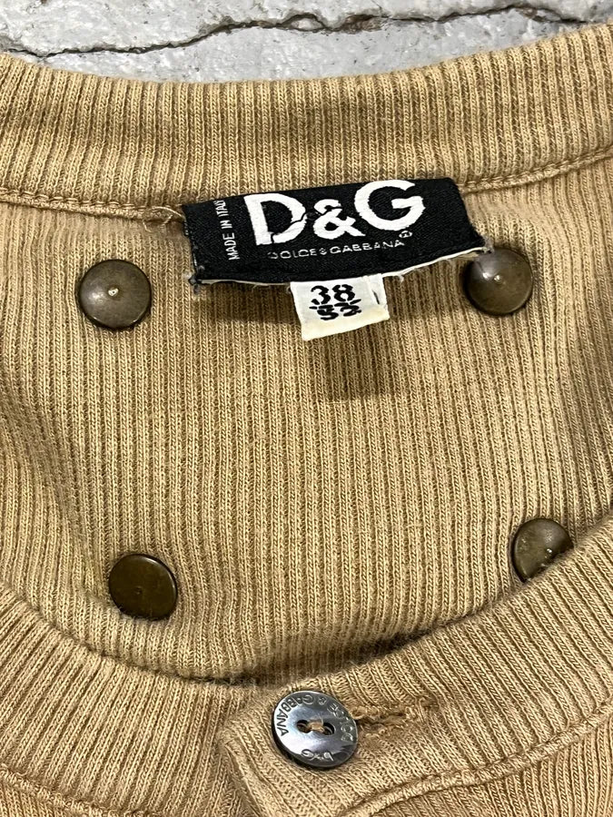 2000s Dolce & Gabbana Beige Henley Longsleeves WahFmkO 4