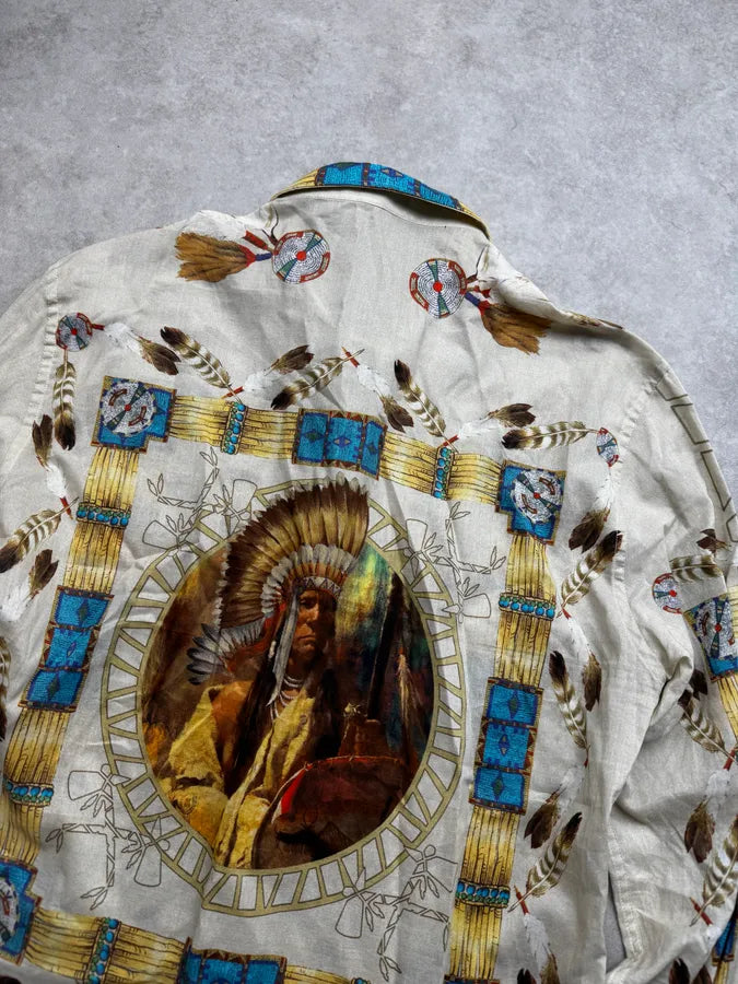2000s Dolce & Gabbana Beige Iroquois Chief Portrait Shirt pXsnWHV 5