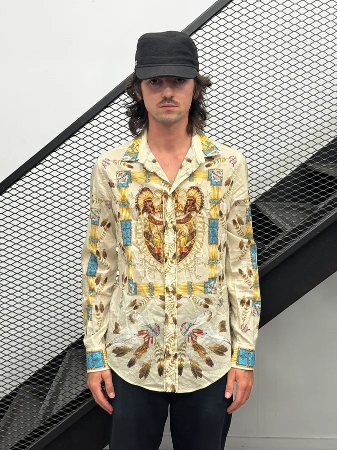 2000s Dolce & Gabbana Beige Iroquois Chief Portrait Shirt pXsnWHV 2