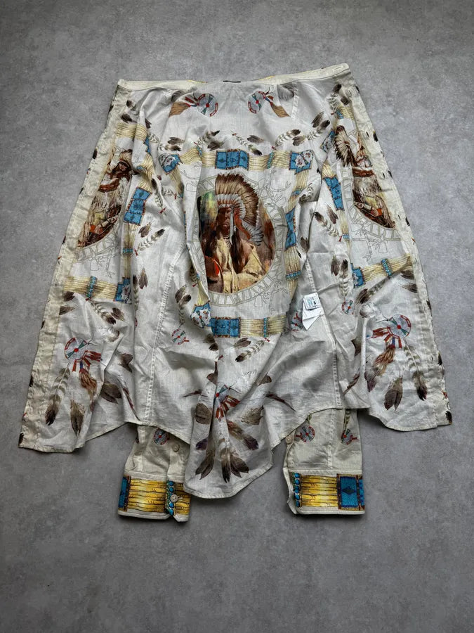 2000s Dolce & Gabbana Beige Iroquois Chief Portrait Shirt pXsnWHV 6