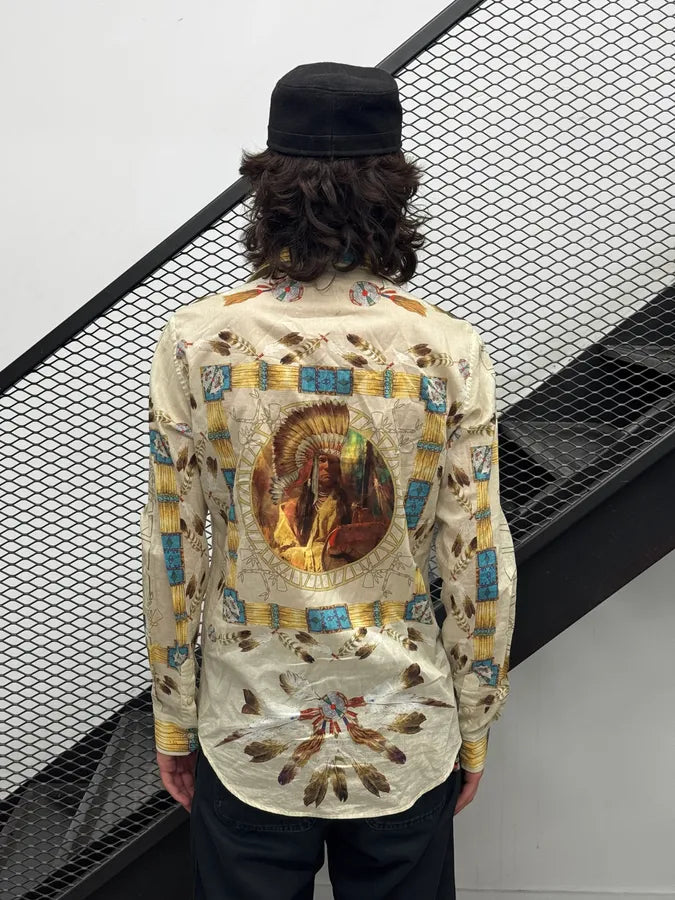 2000s Dolce & Gabbana Beige Iroquois Chief Portrait Shirt pXsnWHV 3