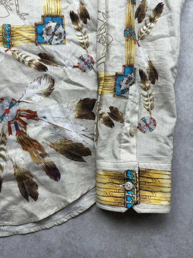 2000s Dolce & Gabbana Beige Iroquois Chief Portrait Shirt pXsnWHV 9