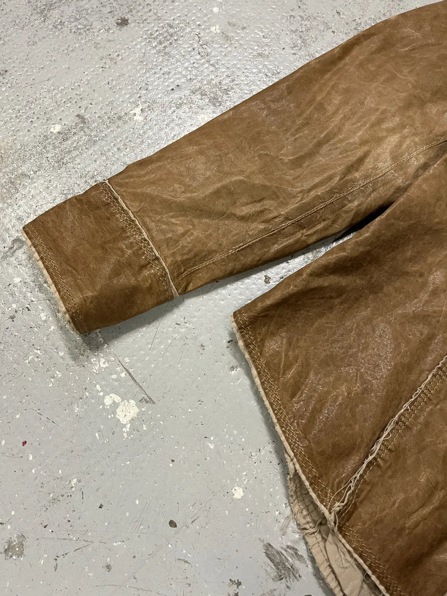 2000s Dolce & Gabbana Beige Leather Shirt Jacket gEkbEeJ 10