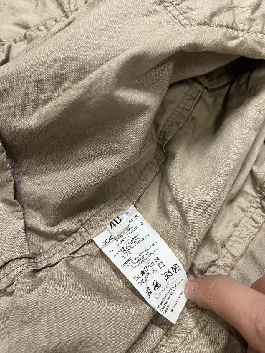 2000s Dolce & Gabbana Beige Leather Shirt Jacket gEkbEeJ 7