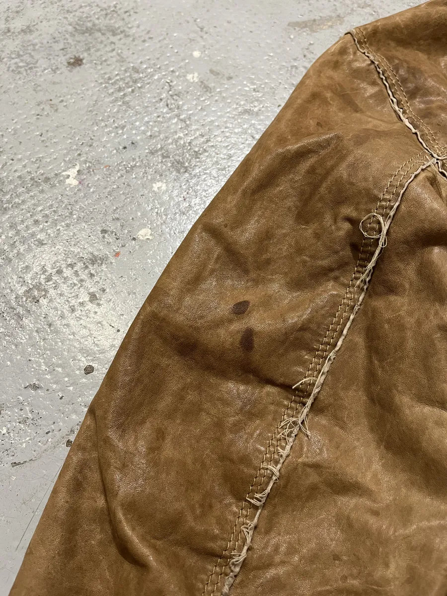 2000s Dolce & Gabbana Beige Leather Shirt Jacket gEkbEeJ 9