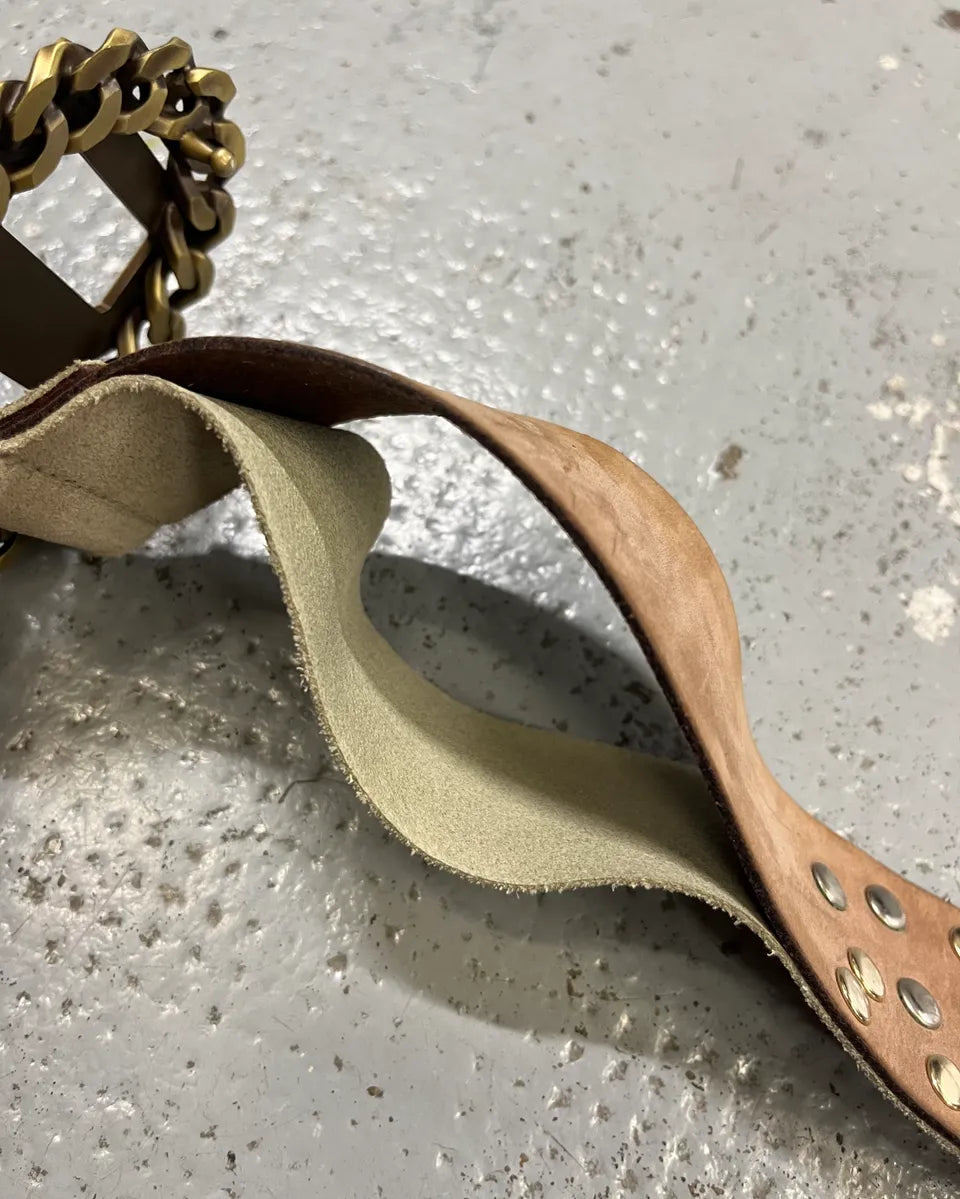 2000s Dolce & Gabbana Beige Leather Studded Belt ECxvEZk 10