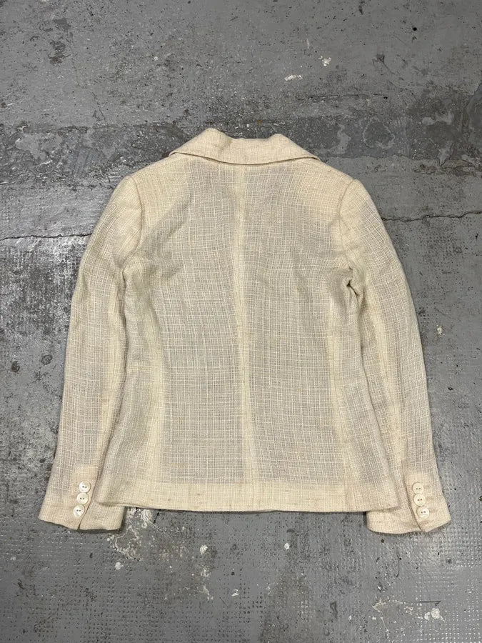 2000s Dolce & Gabbana Beige Linen Blazer Jacket MLIYaSg 4