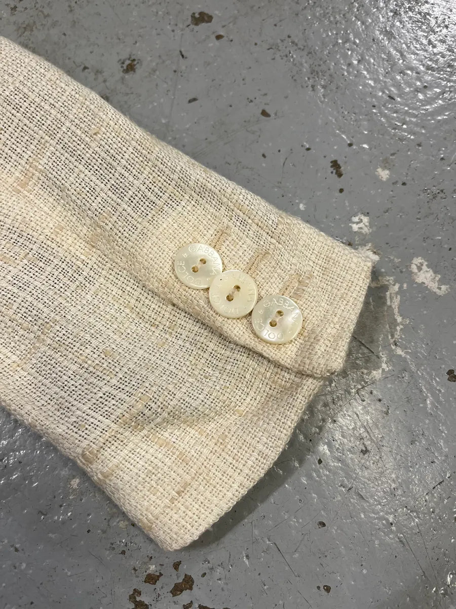 2000s Dolce & Gabbana Beige Linen Blazer Jacket MLIYaSg 5