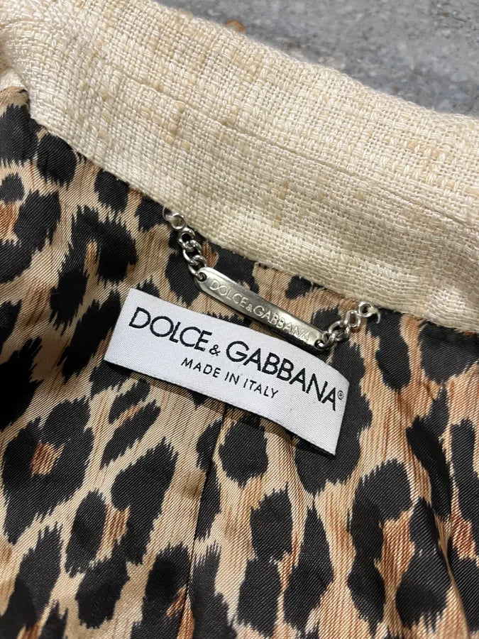 2000s Dolce & Gabbana Beige Linen Blazer Jacket MLIYaSg 7