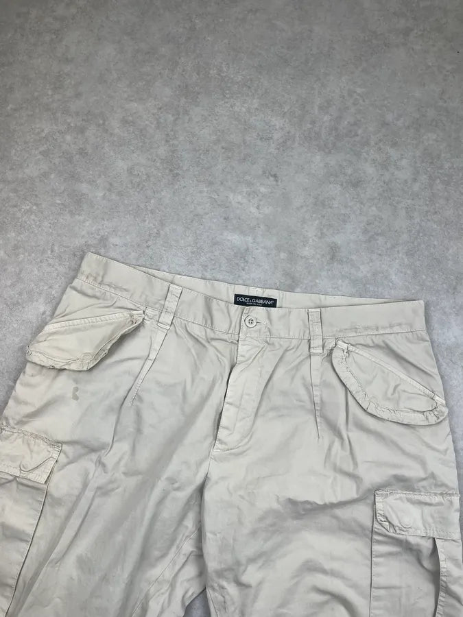 2000s Dolce & Gabbana Beige Multi Pocket Cargo Straight Pants PvyXqLF 5