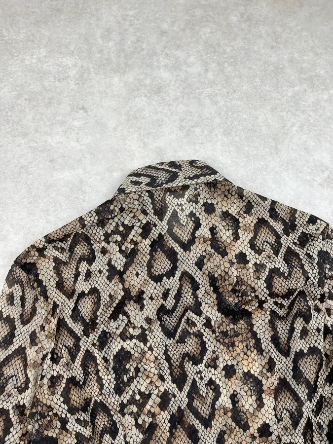 SS1999 Dolce & Gabbana Beige Python Effect Soft Shirt kDagLdW 6