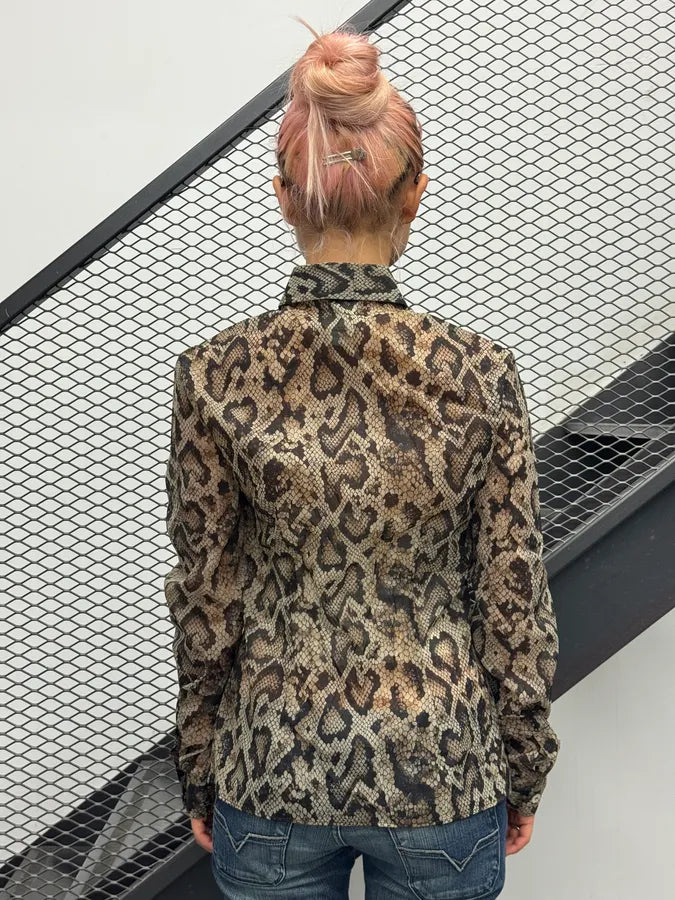 SS1999 Dolce & Gabbana Beige Python Effect Soft Shirt kDagLdW 2