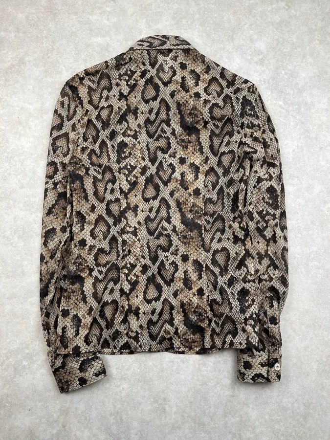 SS1999 Dolce & Gabbana Beige Python Effect Soft Shirt kDagLdW 5