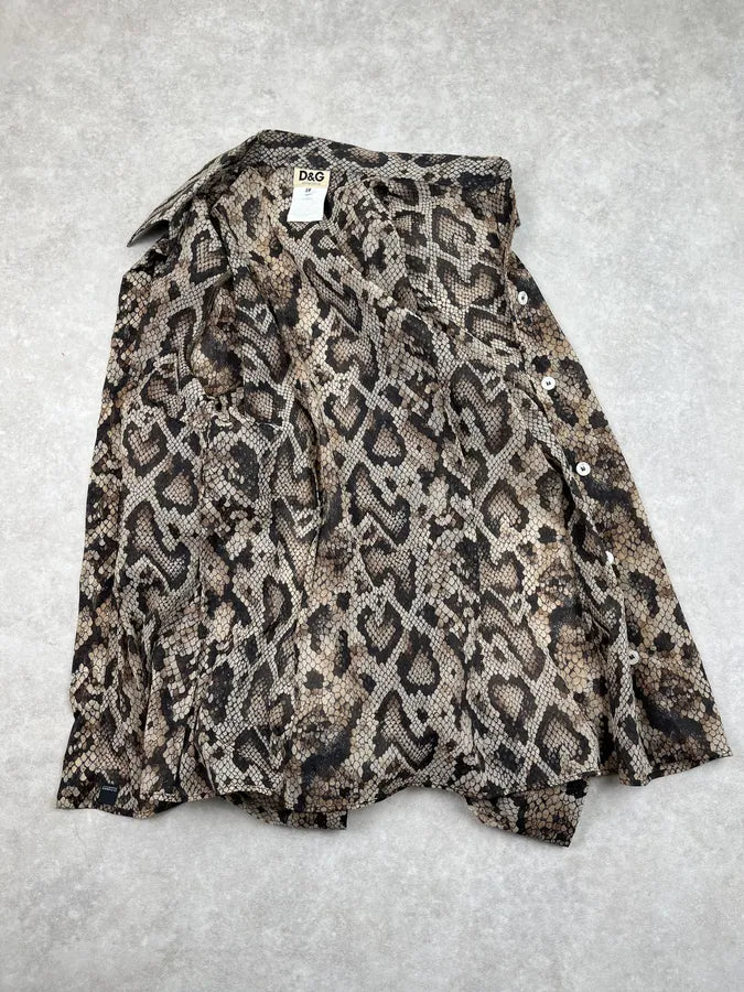 SS1999 Dolce & Gabbana Beige Python Effect Soft Shirt kDagLdW 8