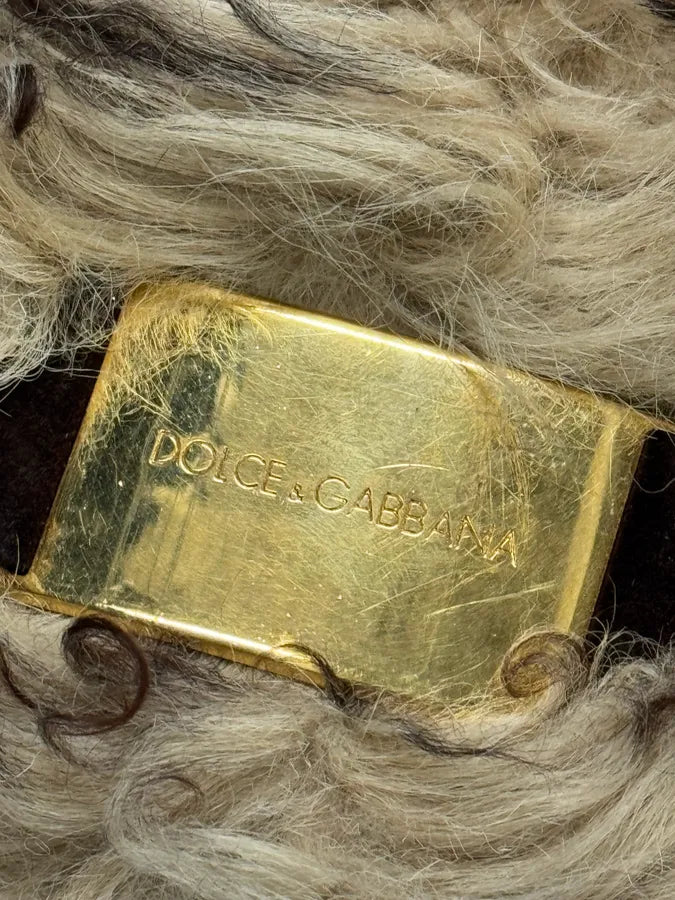 2000s Dolce & Gabbana Beige Shearling Fur Leather Waist Bag ajByChx 5