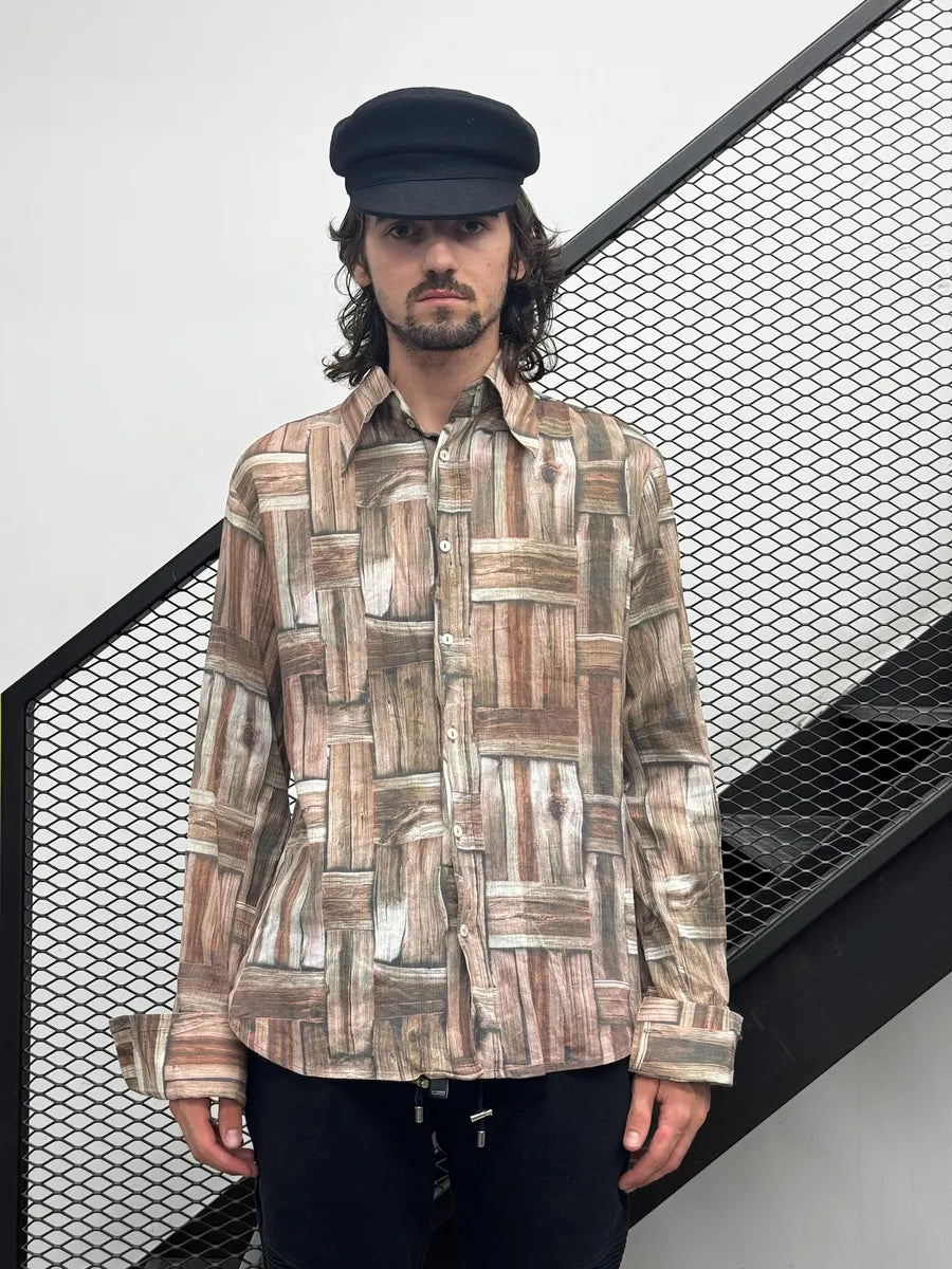 SS2002 Dolce & Gabbana Beige Trompe l’Oeil Framework Shirt mnMgNaD 2