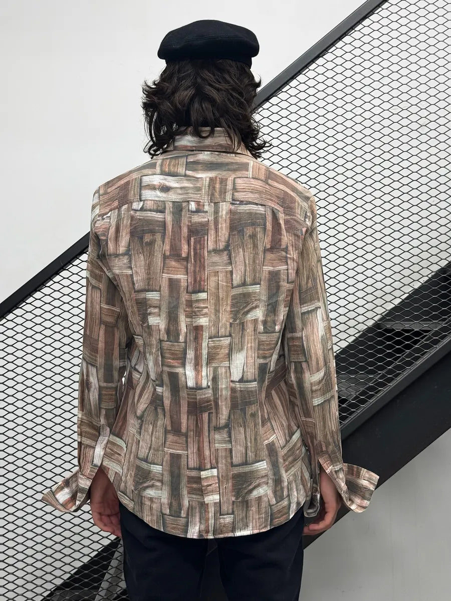SS2002 Dolce & Gabbana Beige Trompe l’Oeil Framework Shirt mnMgNaD 3