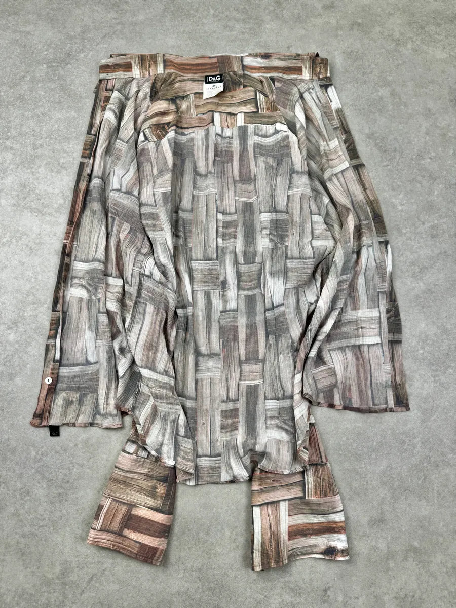 SS2002 Dolce & Gabbana Beige Trompe l’Oeil Framework Shirt mnMgNaD 4
