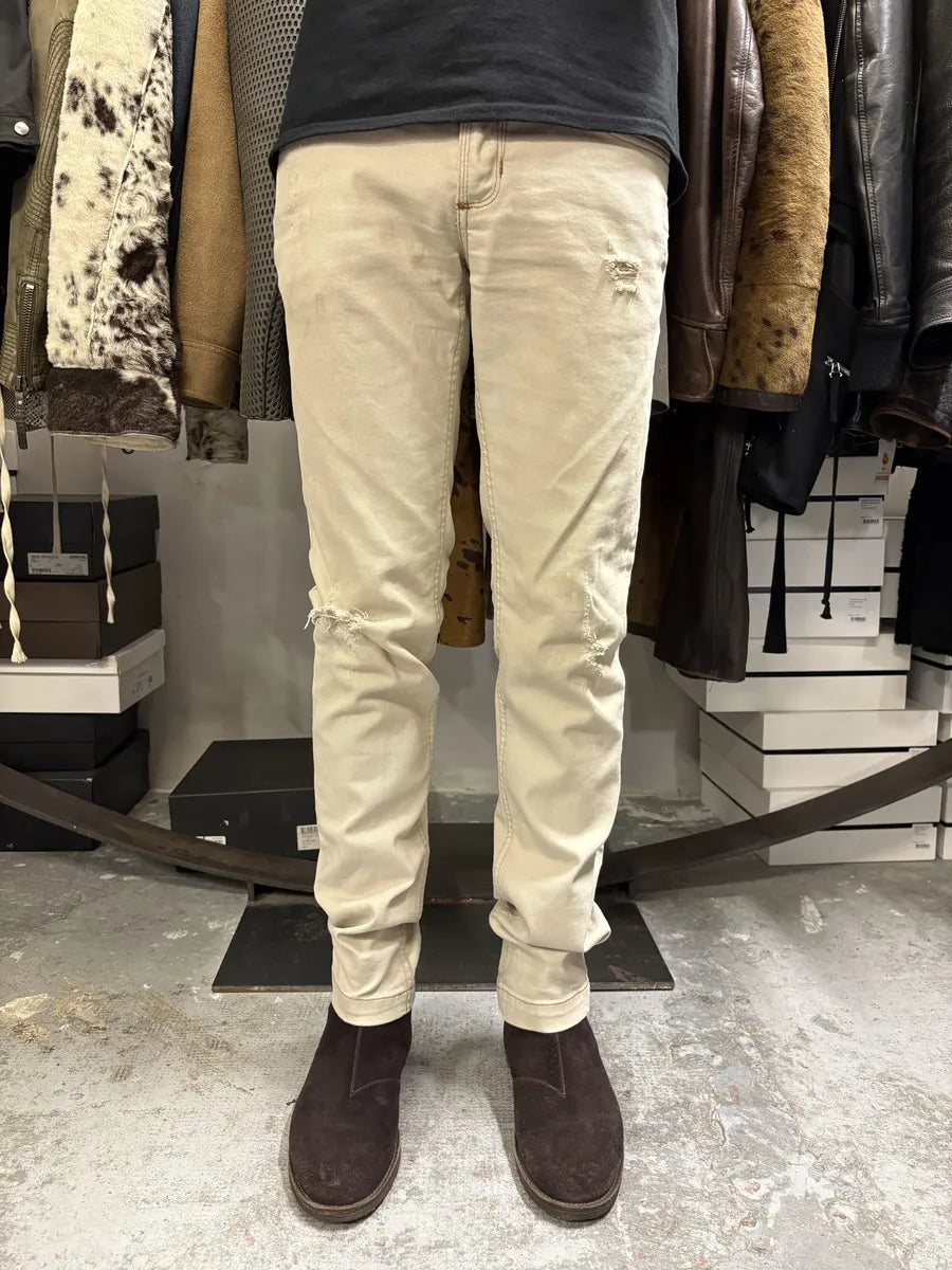 2000s Dolce & Gabbana Beige Slim Distressed Pants gFYrNKk 1