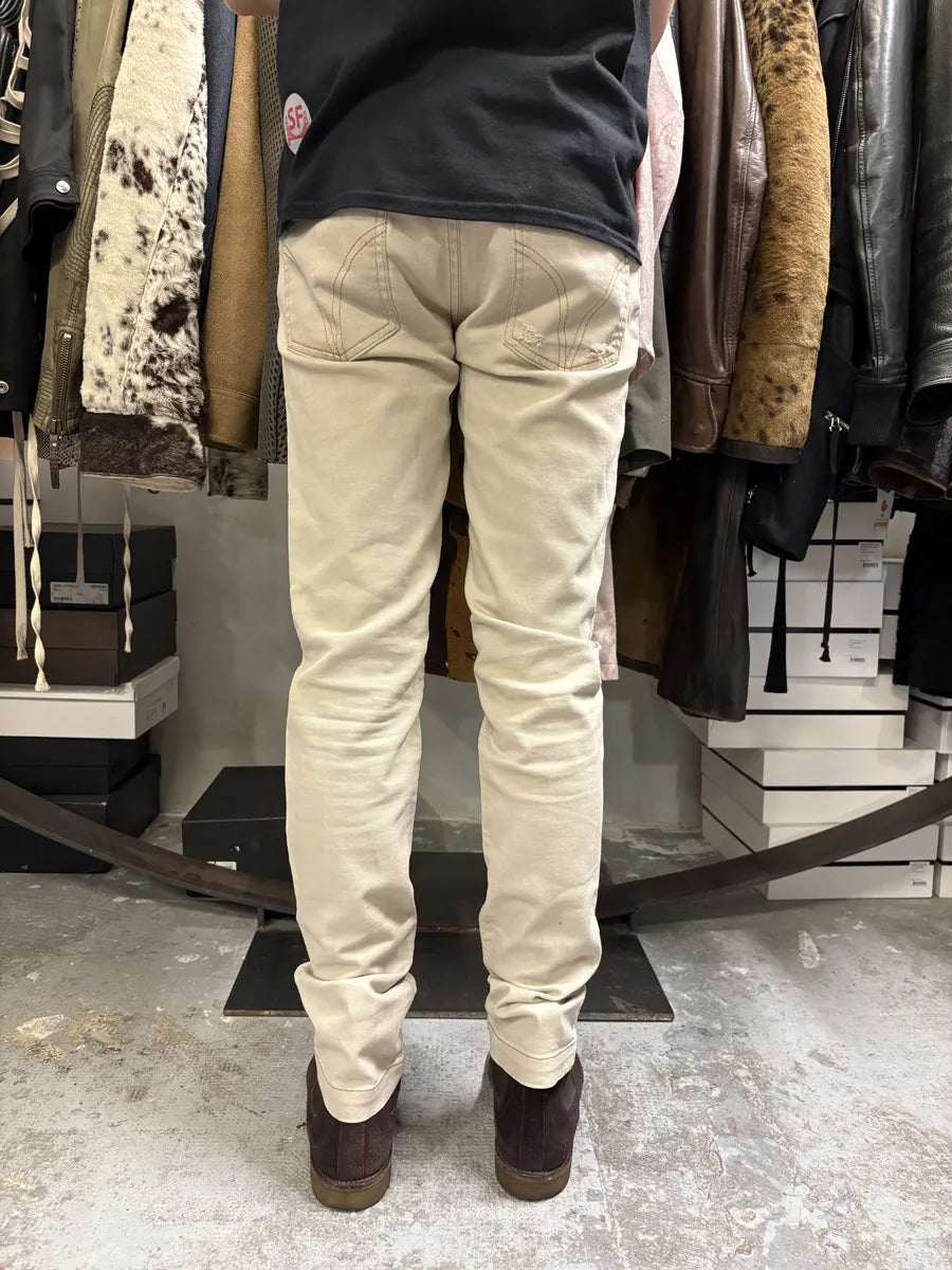 2000s Dolce & Gabbana Beige Slim Distressed Pants gFYrNKk 2