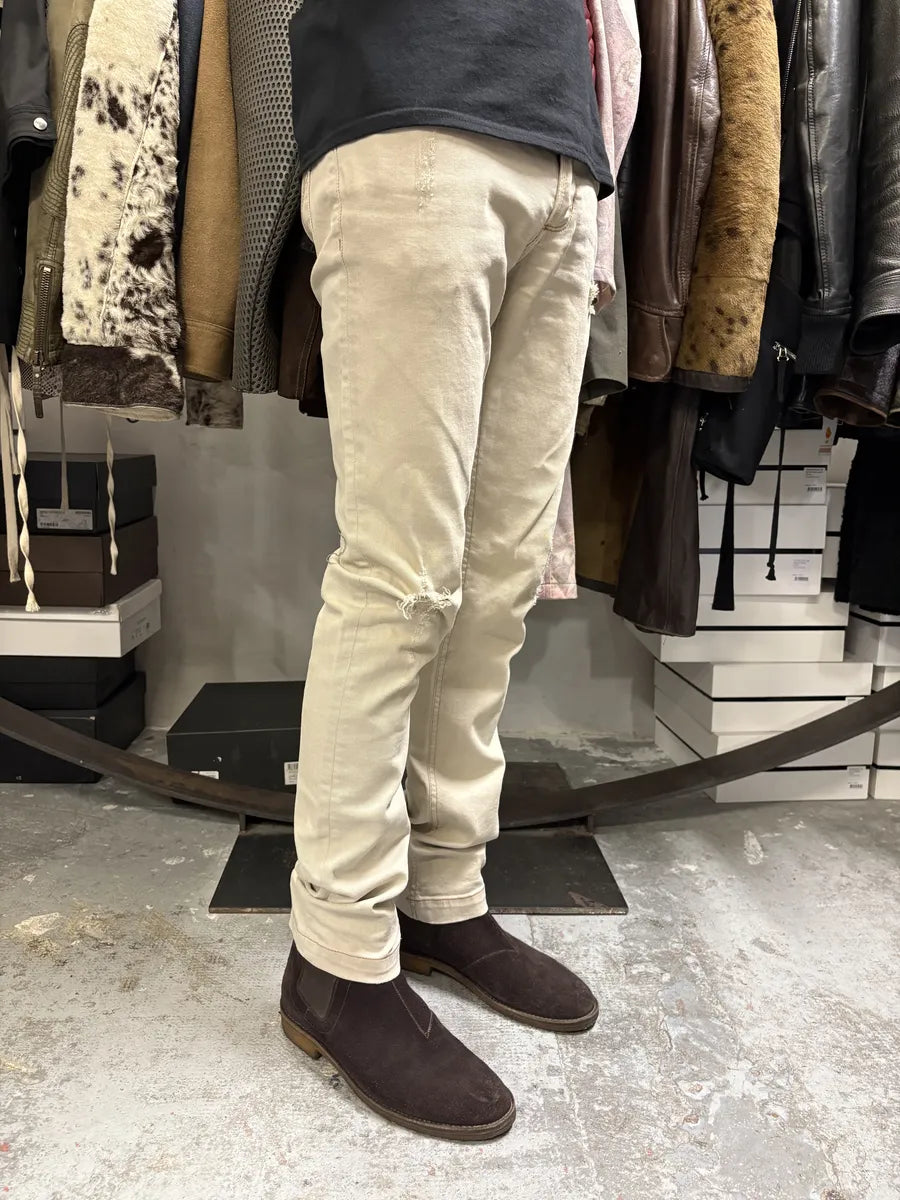 2000s Dolce & Gabbana Beige Slim Distressed Pants gFYrNKk 3