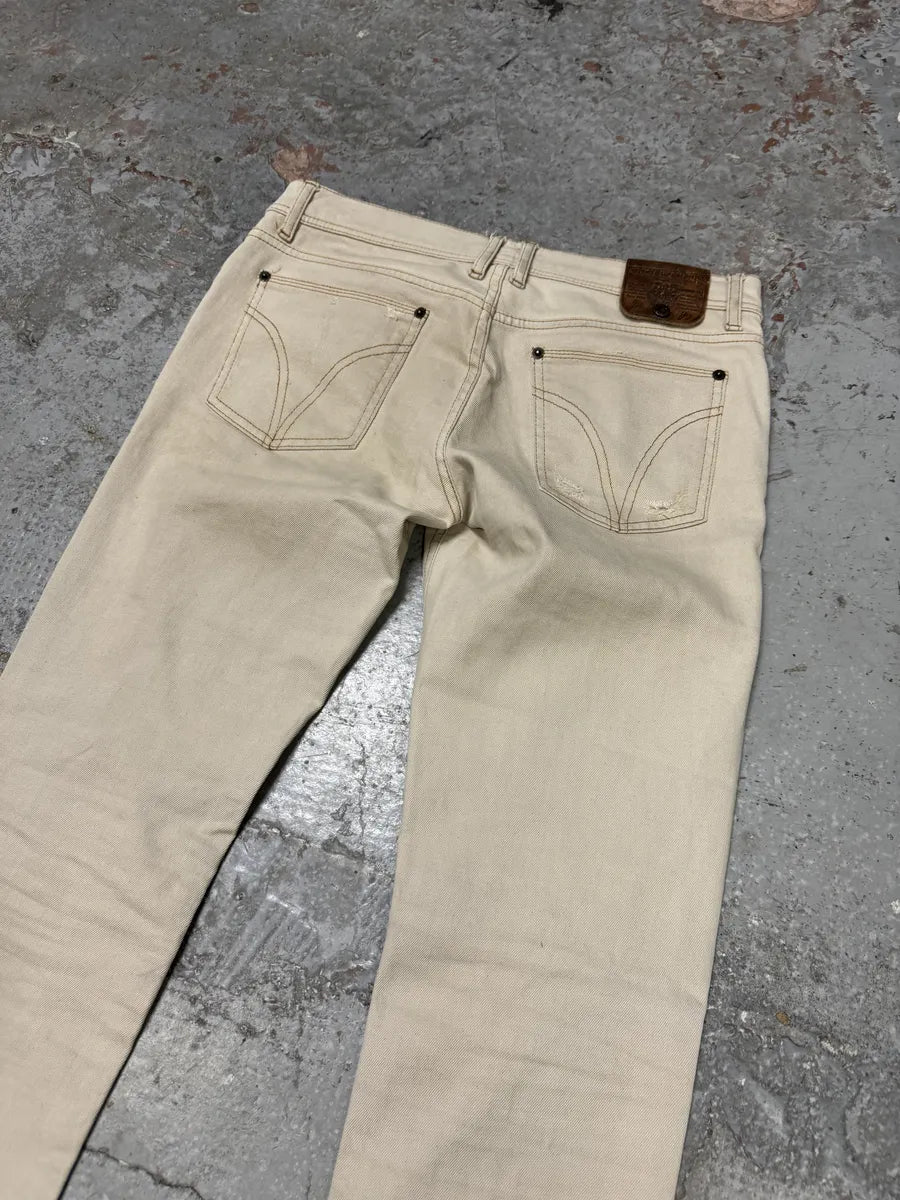 2000s Dolce & Gabbana Beige Slim Distressed Pants gFYrNKk 5