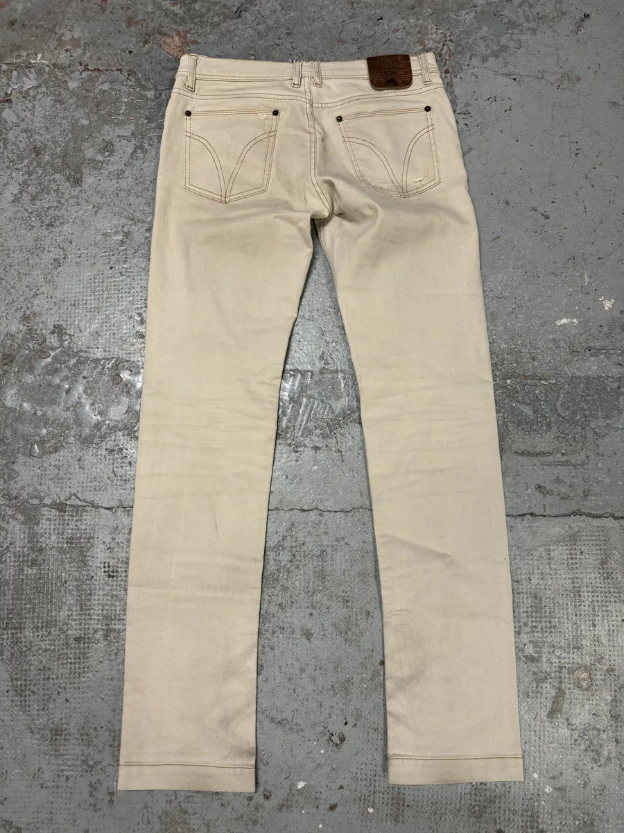 2000s Dolce & Gabbana Beige Slim Distressed Pants gFYrNKk 6