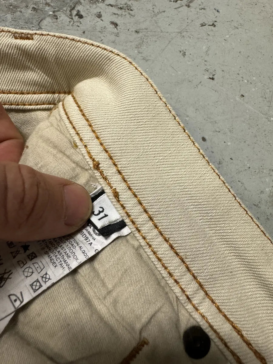 2000s Dolce & Gabbana Beige Slim Distressed Pants gFYrNKk 8