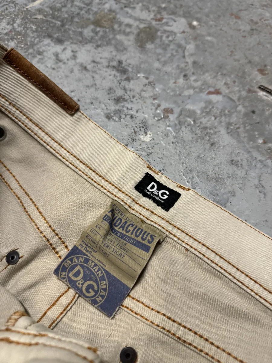 2000s Dolce & Gabbana Beige Slim Distressed Pants gFYrNKk 9