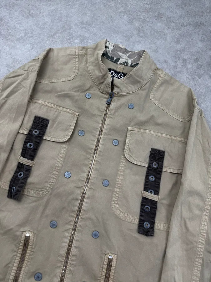SS2004 Dolce & Gabbana Beige Straps Parachute Cargo Jacket xucdHze 4
