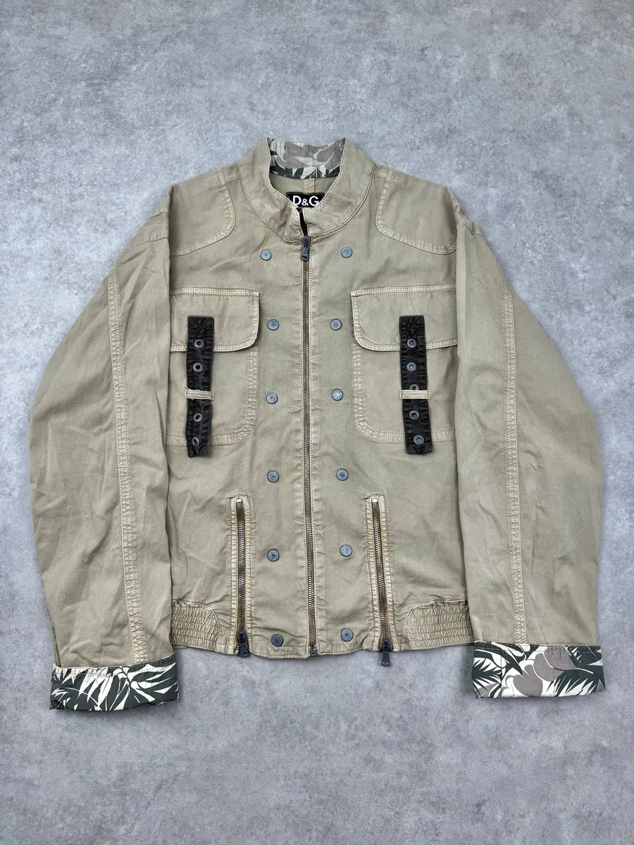 SS2004 Dolce & Gabbana Beige Straps Parachute Cargo Jacket xucdHze 2